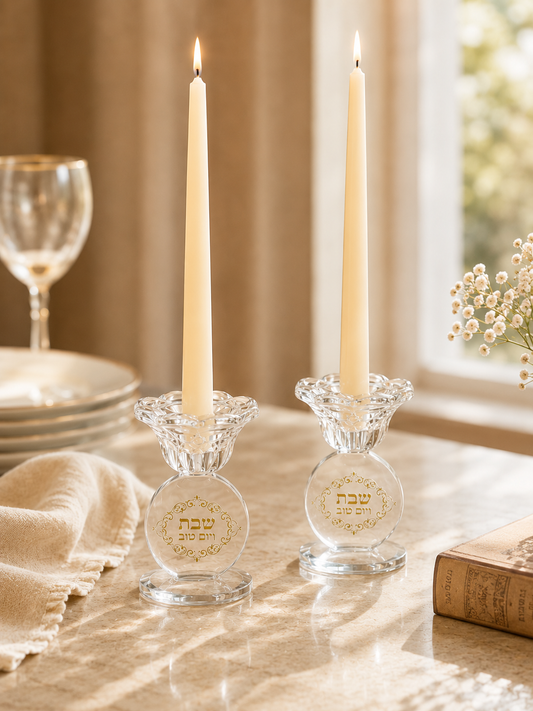 Bougeoirs dorés Chabat - lot de 2